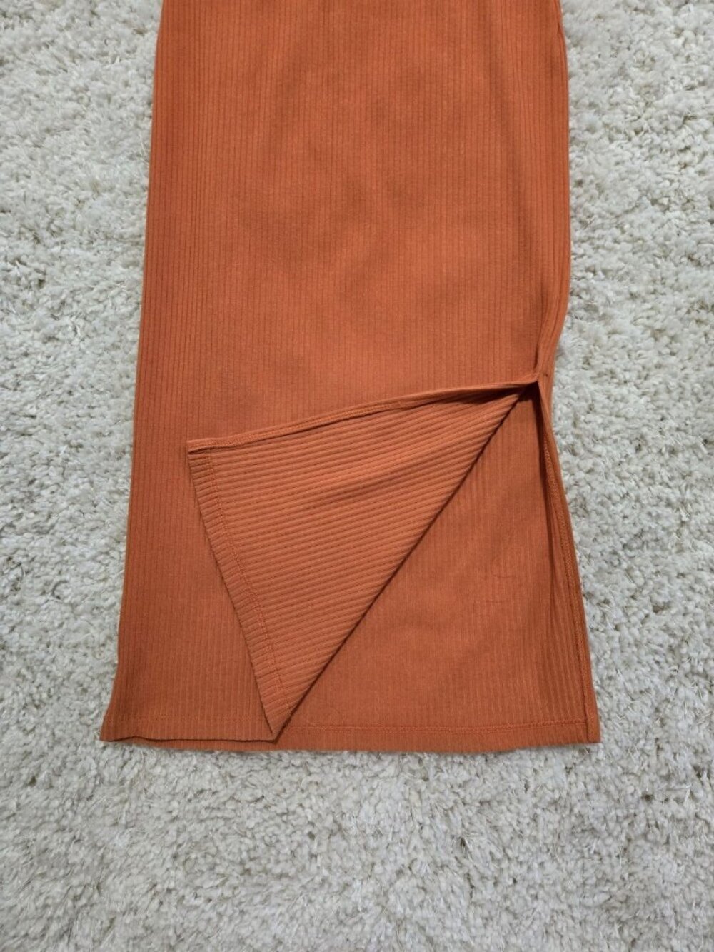 SAINT ART Ribbed Short Sleeve Midi Dress Size X-Small Orange T-Shirt Dress - Picture 3 of 7